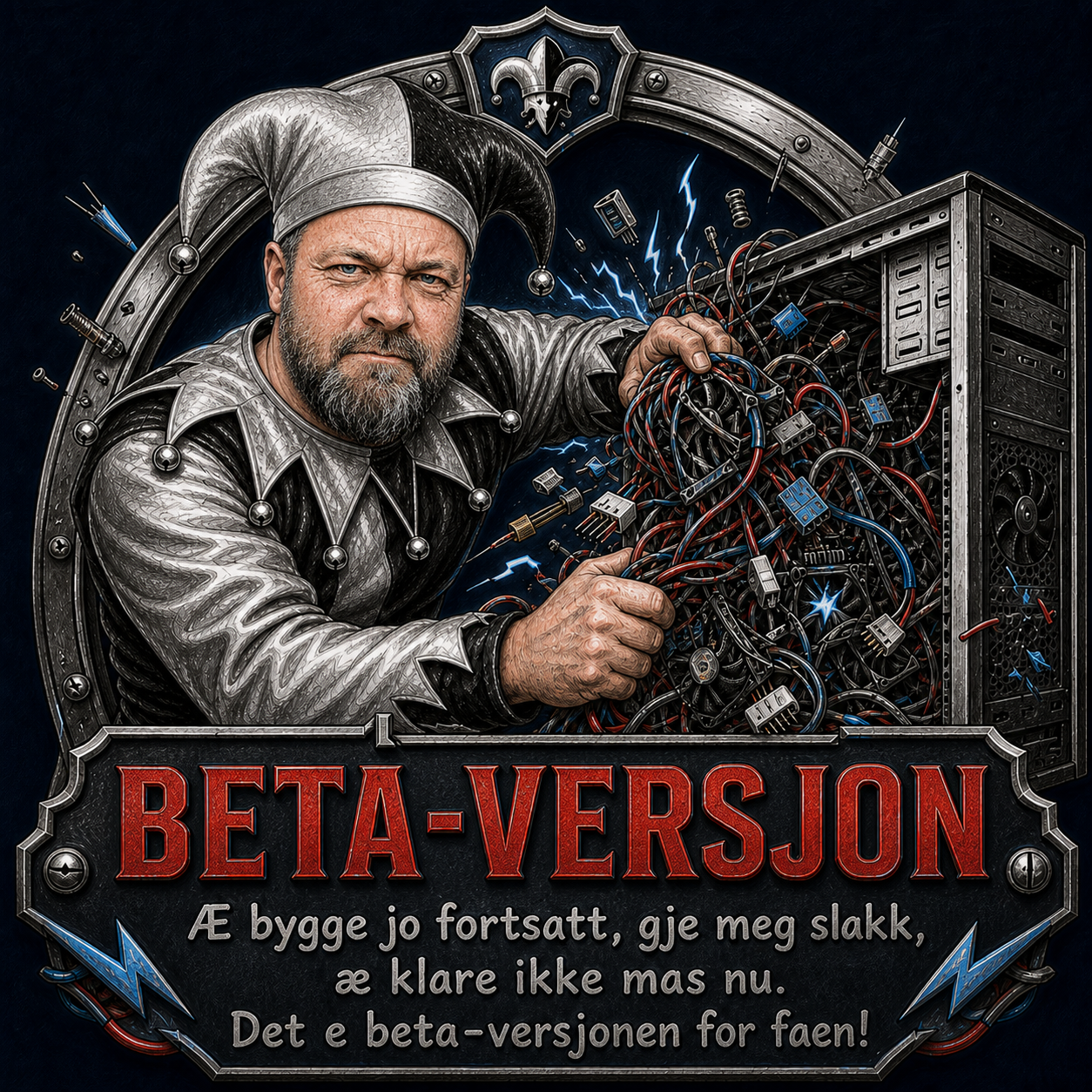 Beta-versjon: Bengt som tegnet sølvjoker river ledninger ut av en åpnet PC.